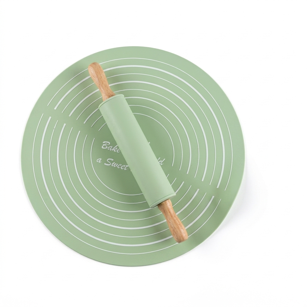 Silicone Rolling Pin & Roti Mat Set