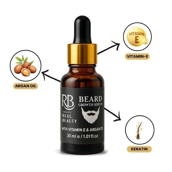 Real Beauty Beard Growth Serum For Men With Vitamin E and Argan Oil - 30 ml