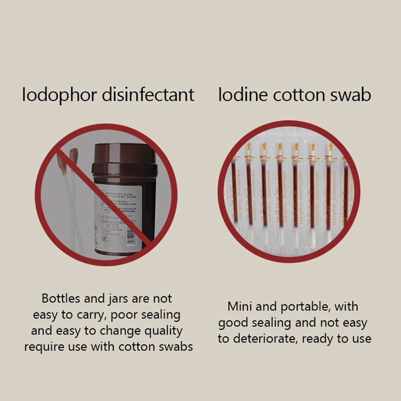 50PCS Medical Alcohol Disposable Emergency Cotton Swab Sticks – Iodine Disinfected First Aid Swabs