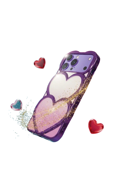 Luxury Double Heart Glitter iPhone Case
